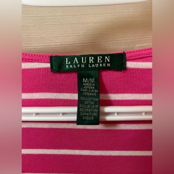 ⚫️ BOGO Pink and white striped Lauren Ralph Lauren women’s ruffled top size m - Picture 7 of 7